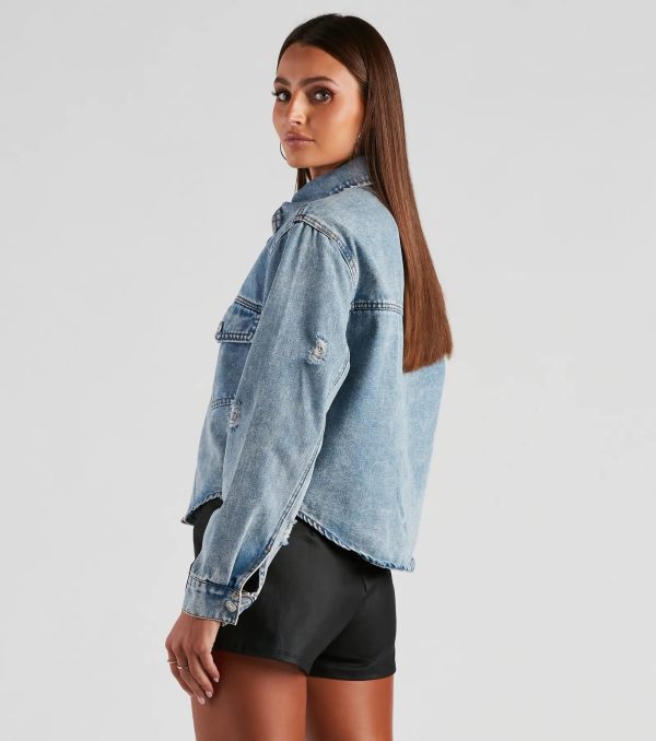 Your Favorite Crop Denim Shacket - Image 2