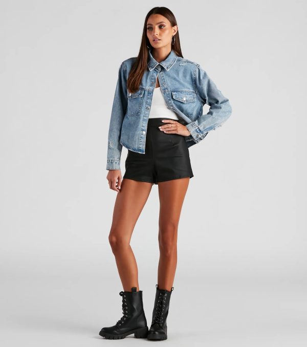 Your Favorite Crop Denim Shacket - Image 3