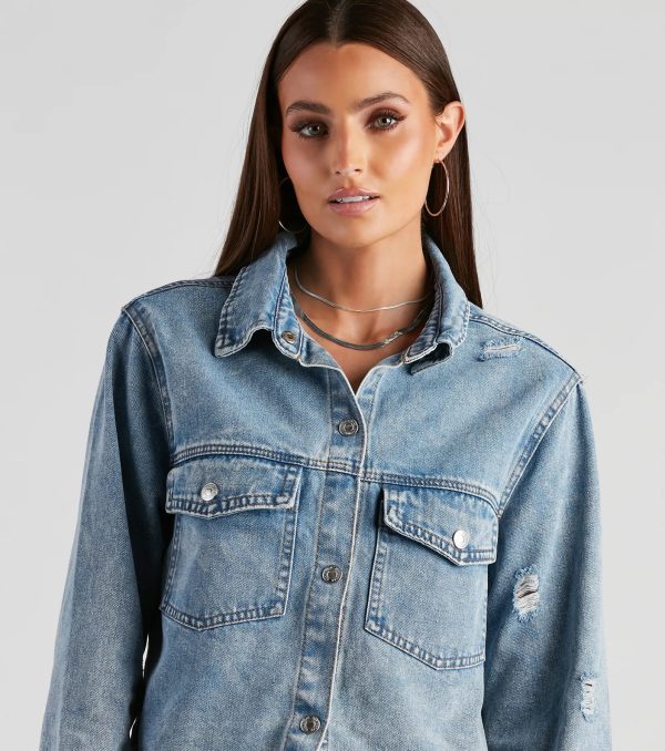 Your Favorite Crop Denim Shacket - Image 4