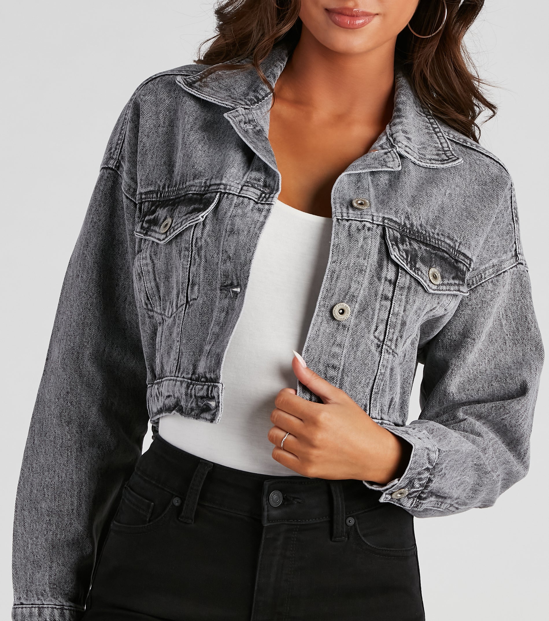 Day Trippin' Acid Wash Denim Jacket - Image 4