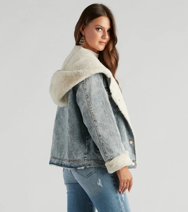 All The Feels Faux Fur Lined Denim Jacket - Image 2