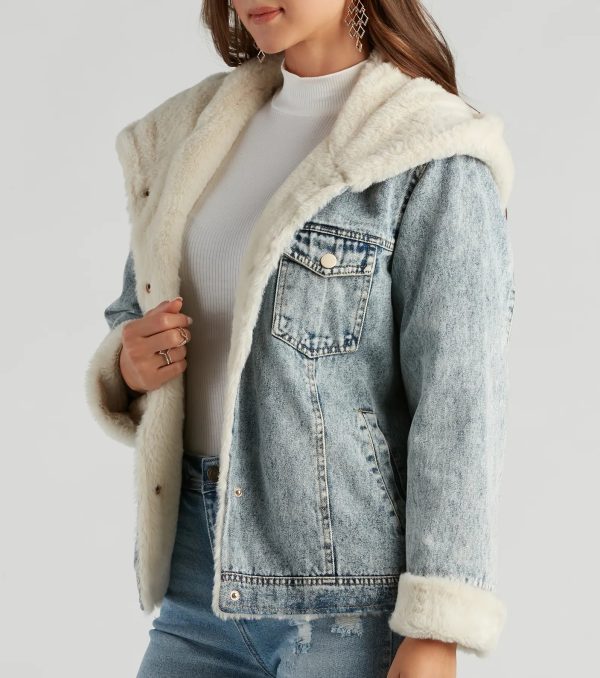 All The Feels Faux Fur Lined Denim Jacket - Image 4