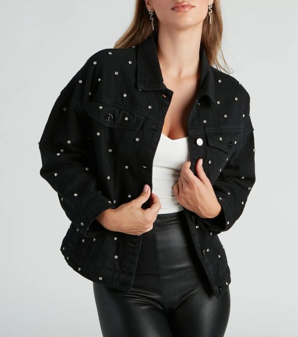 Bling Calling Rhinestone Denim Jacket - Image 4