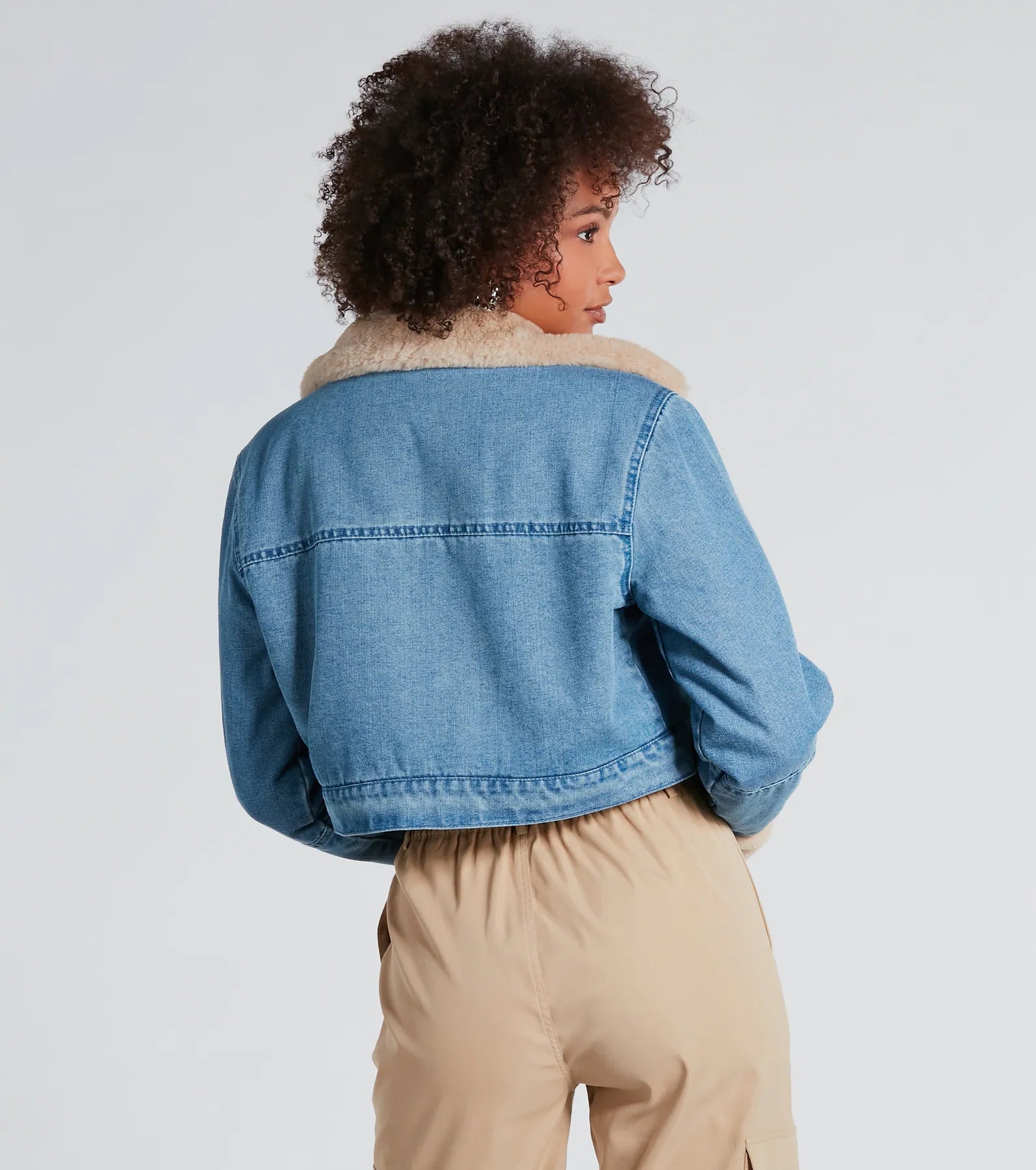 Keep It Cozy Faux Fur-Lined Denim Jacket - Image 2