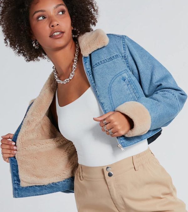 Keep It Cozy Faux Fur-Lined Denim Jacket - Image 3