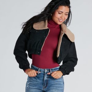 Layer On The Cozy Vibes Faux Sherpa Denim Jacket