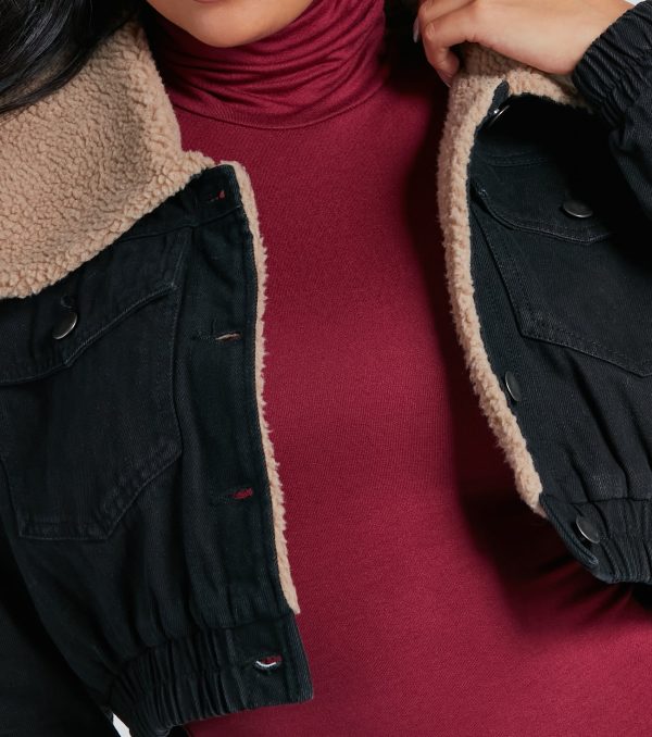 Layer On The Cozy Vibes Faux Sherpa Denim Jacket - Image 3