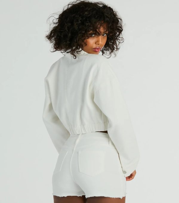 On My Way Trucker Crop Denim Jacket - Image 2