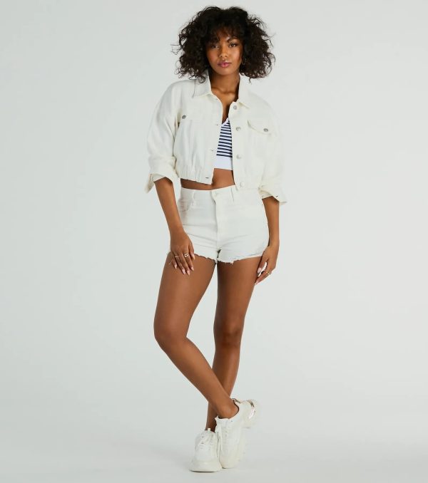 On My Way Trucker Crop Denim Jacket - Image 3