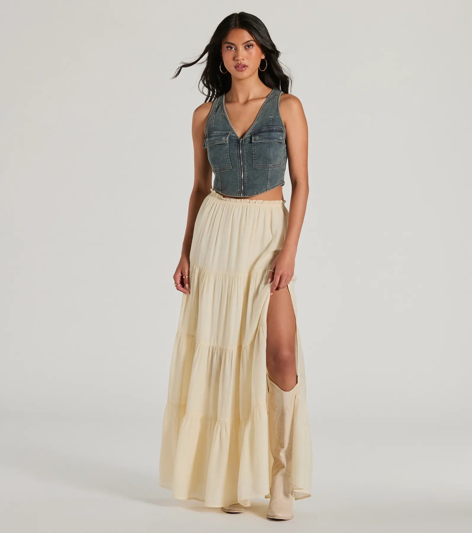 Definite Icon Zip Up Pocket Denim Vest - Image 3