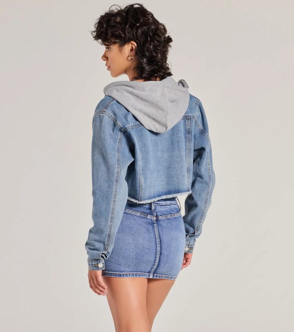 The Next Level Cropped Fleece Denim Jacket - Image 2