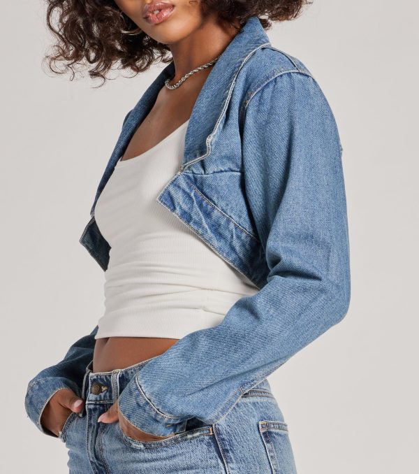 Trendsetting Girlie Long Sleeve Denim Shrug Jacket - Image 8