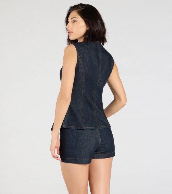 Exceptional Poise Sleeveless Button Denim Vest - Image 2