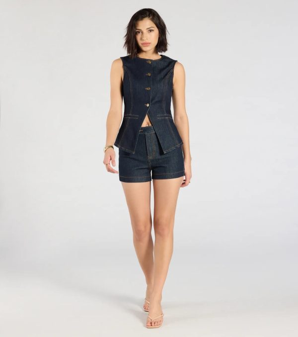 Exceptional Poise Sleeveless Button Denim Vest - Image 3