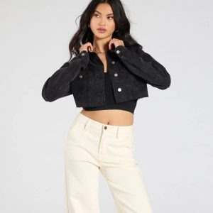 Trend Always Acid Wash Crop Denim Jacket