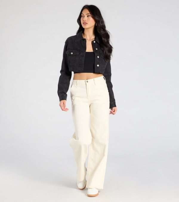 Trend Always Acid Wash Crop Denim Jacket - Image 3