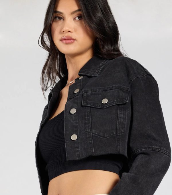 Trend Always Acid Wash Crop Denim Jacket - Image 4