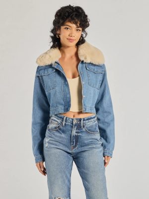 Casual Trendsetter Faux Fur Denim Trucker Jacket