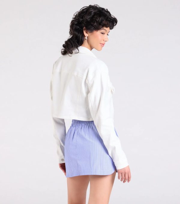Trendy Classic Cropped Denim Jacket - Image 6