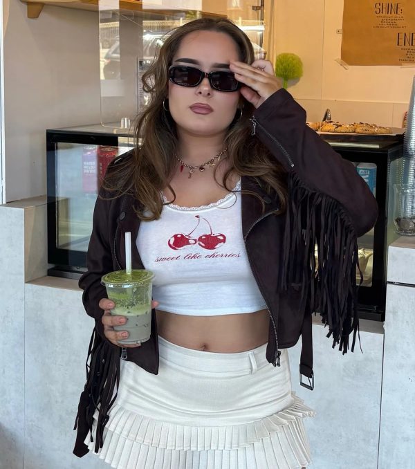 Stylish Out West Faux Suede Fringe Moto Jacket - Image 6