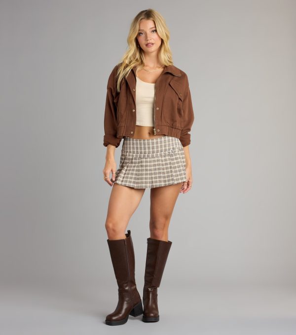 Street Cue Crop Denim Bomber Jacket - Image 4