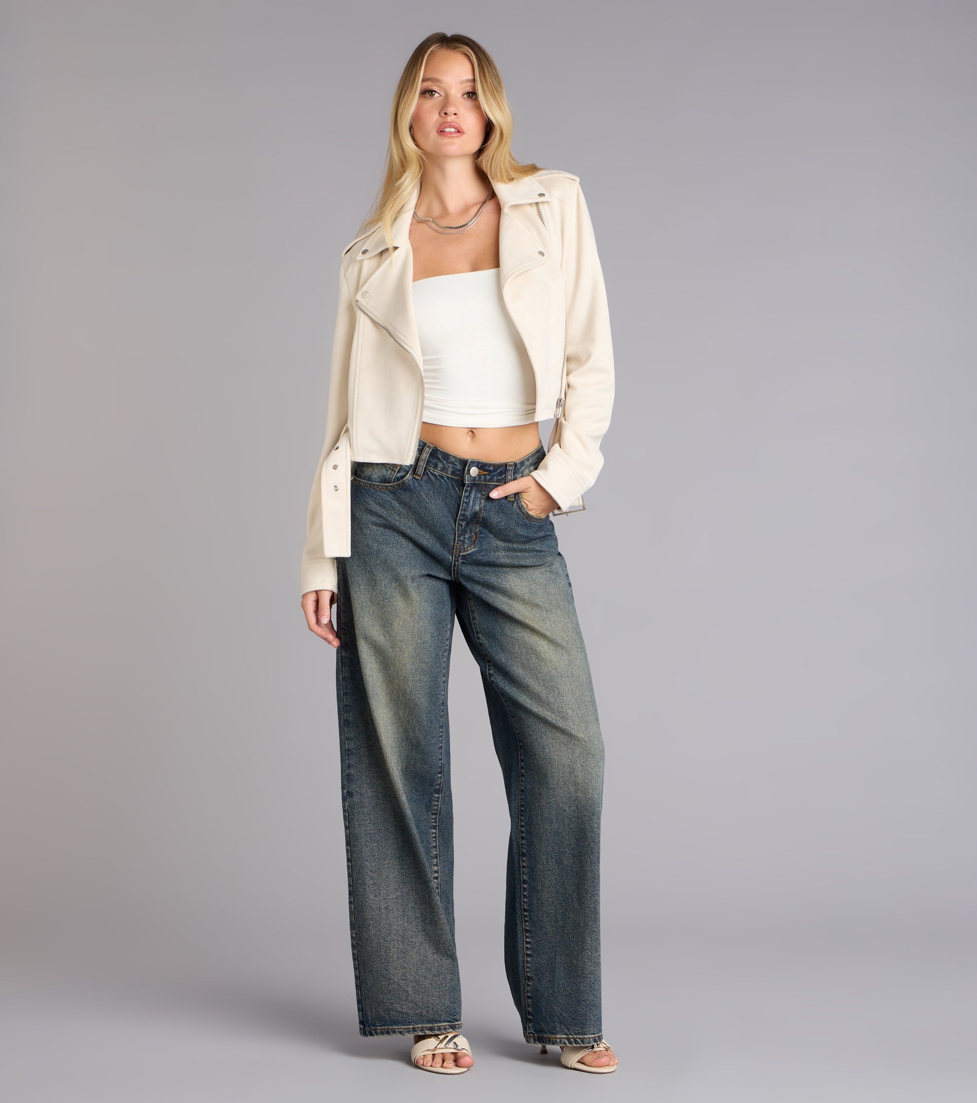 Cool Factor Faux Suede Moto Jacket - Image 3