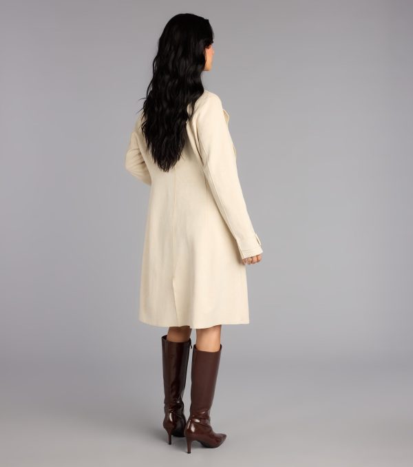 City Sleek Faux Suede Trench Coat - Image 2