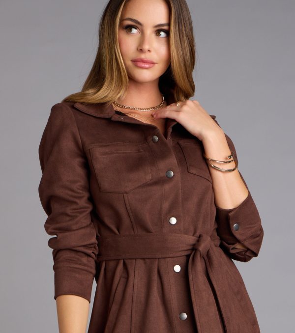 Autumn Luxe Faux Suede Trench Jacket - Image 3
