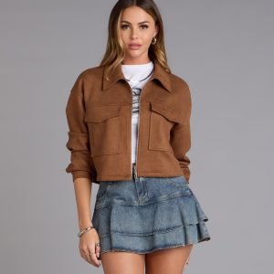 Suede Crush Collared Crop Jacket