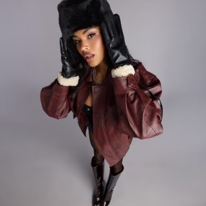 City Rebel Faux Leather Bomber Jacket
