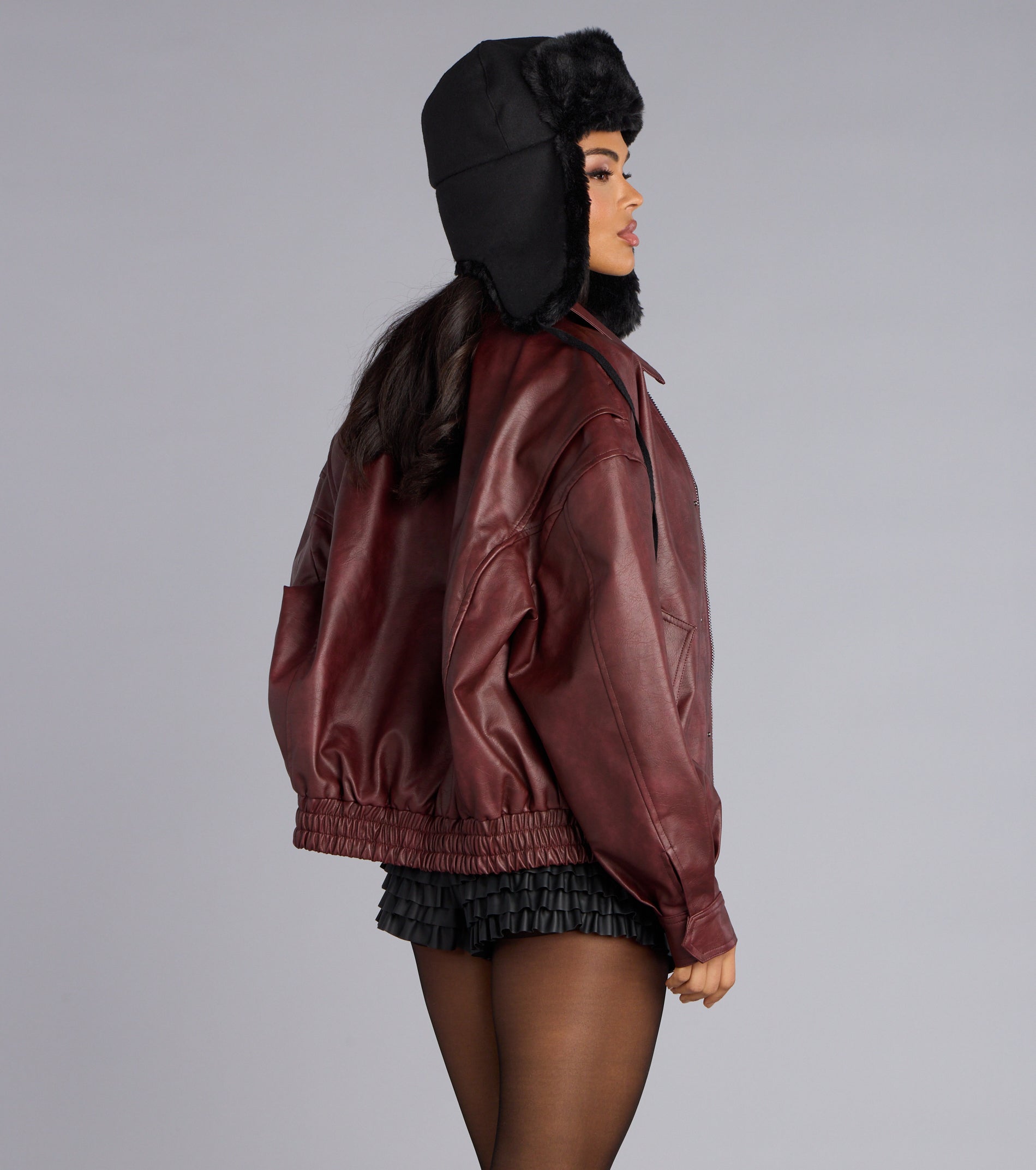 City Rebel Faux Leather Bomber Jacket - Image 2