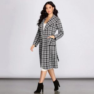 Checks And Balance Long Plaid Coat