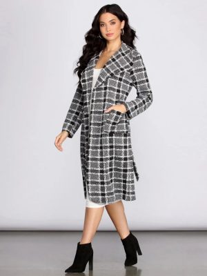 Checks And Balance Long Plaid Coat
