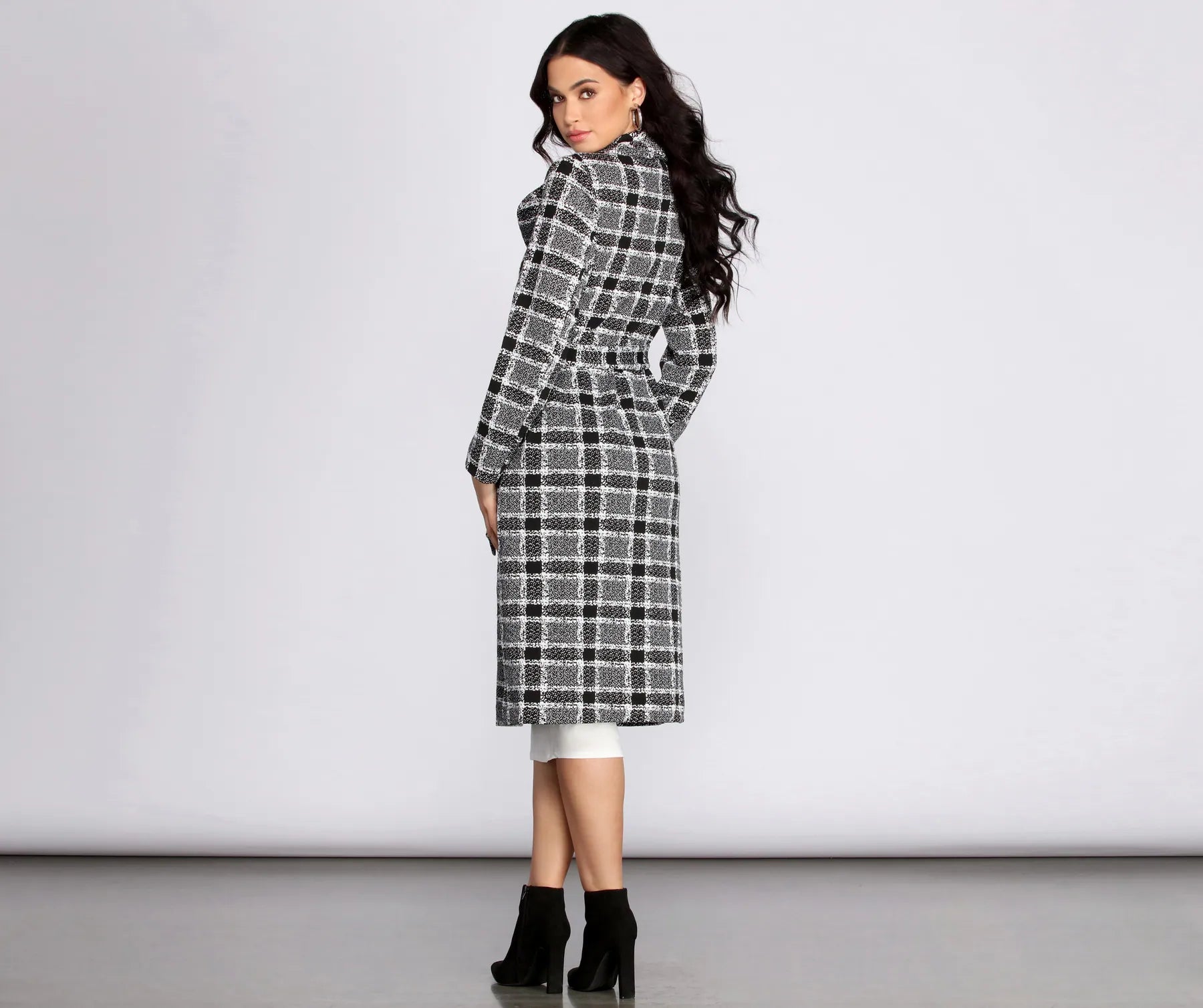 Checks And Balance Long Plaid Coat - Image 2