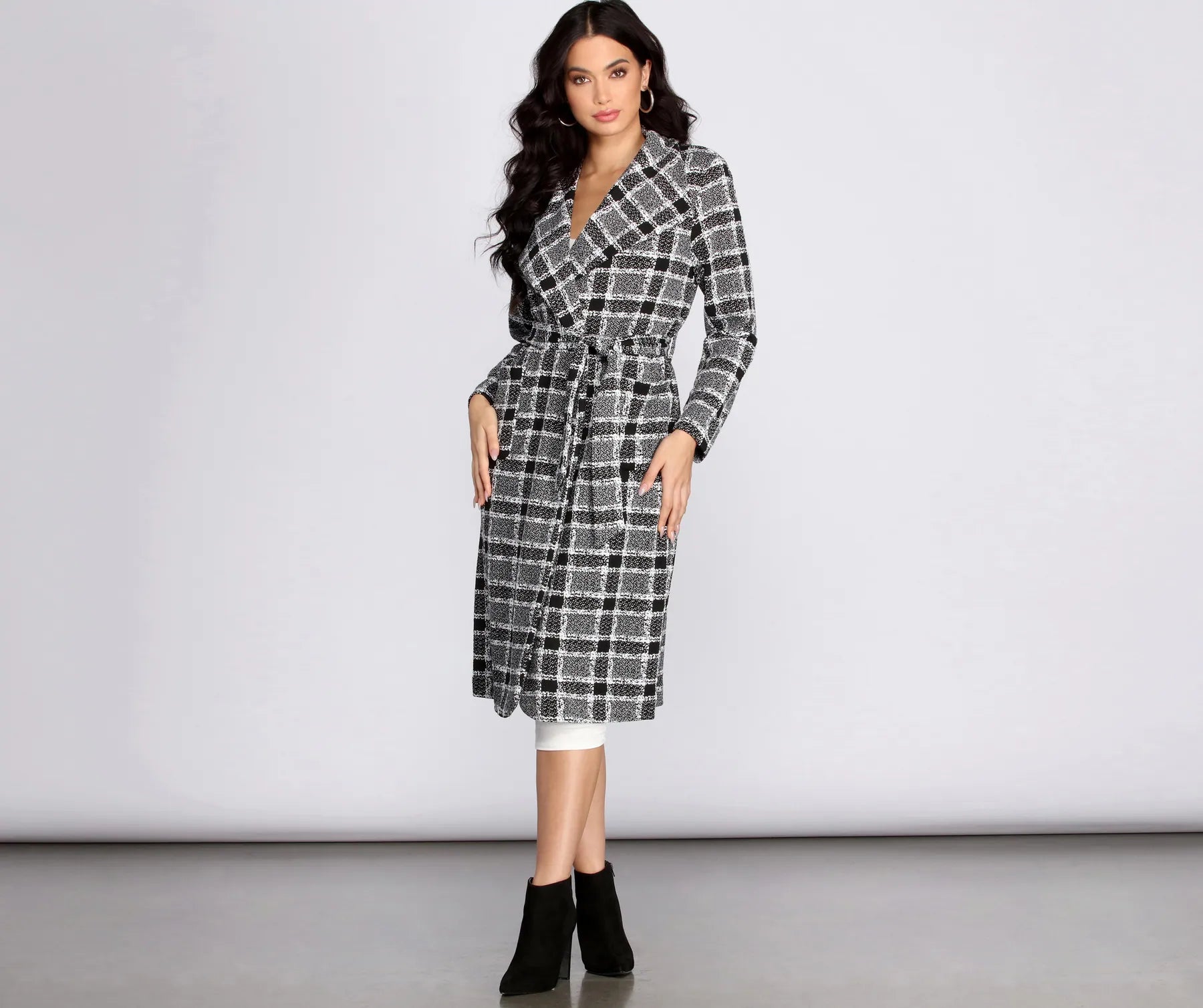 Checks And Balance Long Plaid Coat - Image 3