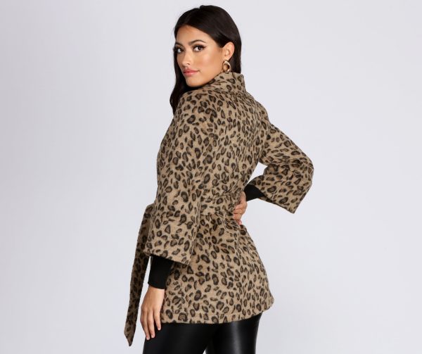 Collared Faux Fur Leopard Coat - Image 2