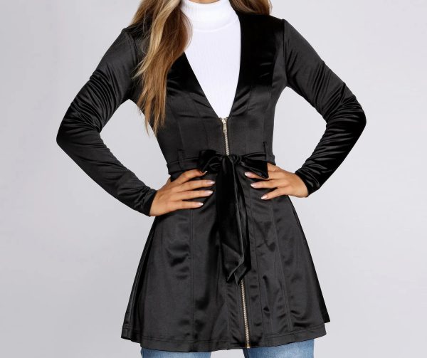 Stunning Sophistication Satin Trench Dress - Image 2