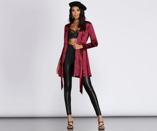 Stunning Sophistication Satin Trench Dress - Image 9