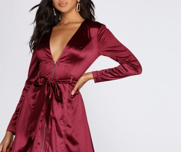 Stunning Sophistication Satin Trench Dress - Image 10