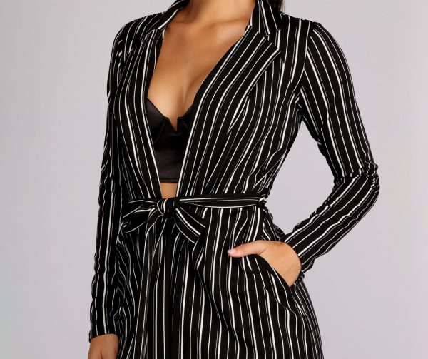 Sophisticated In Striped Trench Coat - Image 3