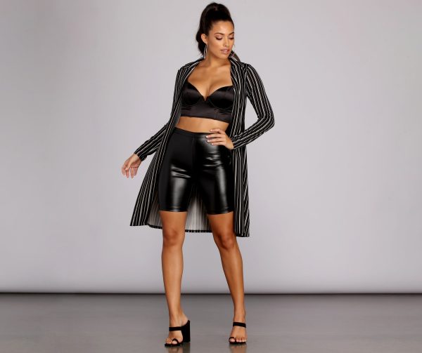 Sophisticated In Striped Trench Coat - Image 4