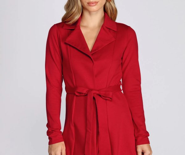 Amore Long Belted Trench Coat - Image 2