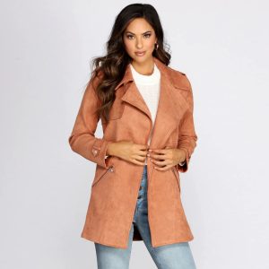 Flyin' First Class Faux Suede Trench Coat