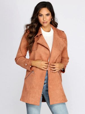 Flyin' First Class Faux Suede Trench Coat