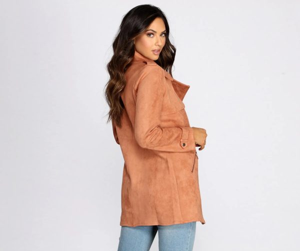 Flyin' First Class Faux Suede Trench Coat - Image 2