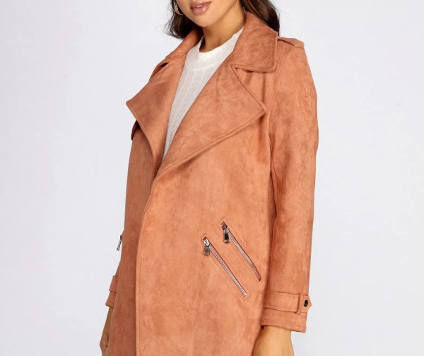 Flyin' First Class Faux Suede Trench Coat - Image 3