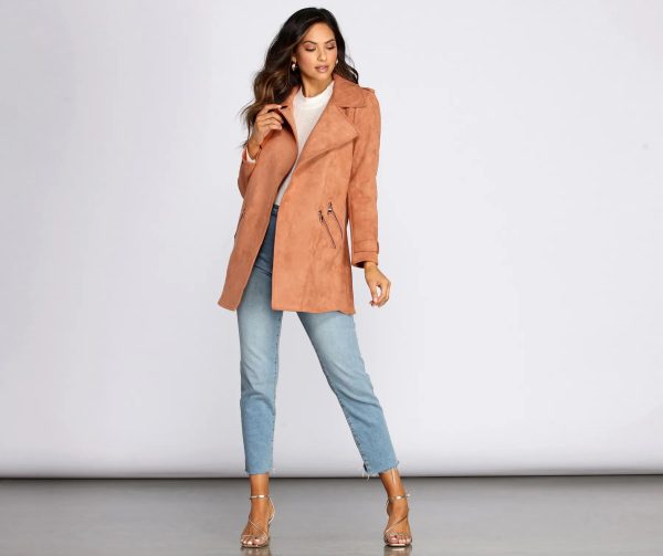 Flyin' First Class Faux Suede Trench Coat - Image 4