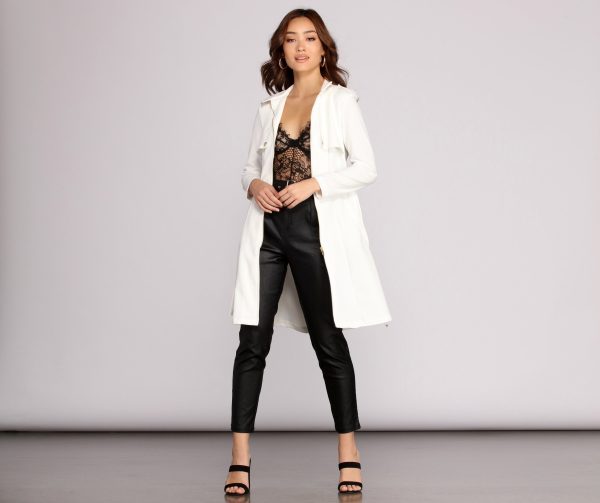 Feminine Flare Zip Up Trench Coat - Image 11