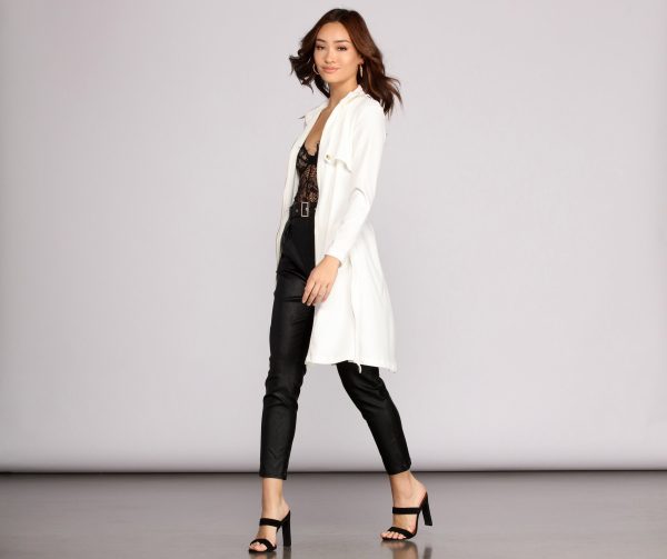 Feminine Flare Zip Up Trench Coat - Image 12