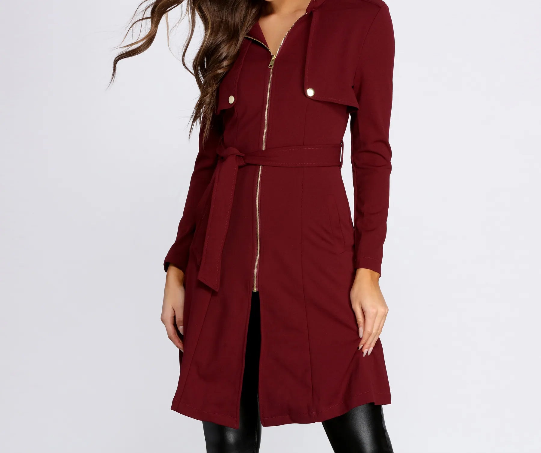 Down To Business Belted Trench Coat - Image 3